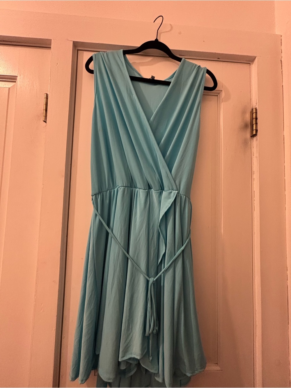 white birch Light Aqua Wrap Romper with Waist Tie